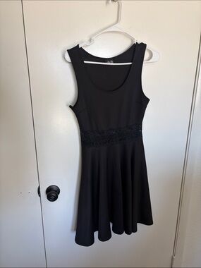 Deb Black Sleeveless Fit & Flare Dress with Lace Waistband